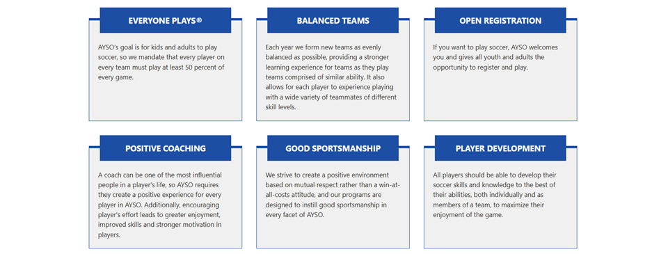 AYSO SIX PHILOSOPHIES